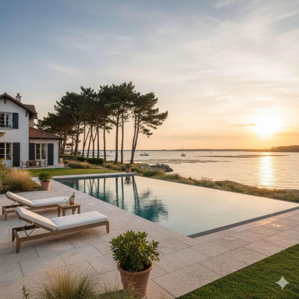 Piscine traditionnelle sur mesure en béton sur le bassin d'Arcachon -  Etude préalable, déplacement et devis gratuit