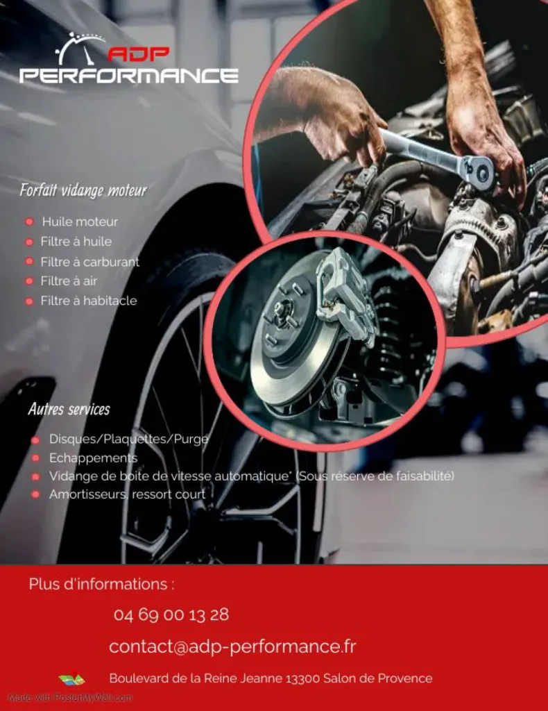 Révision et entretien de votre véhicule : Forfait vidange/révision chez ADP Performance Salon de Provence