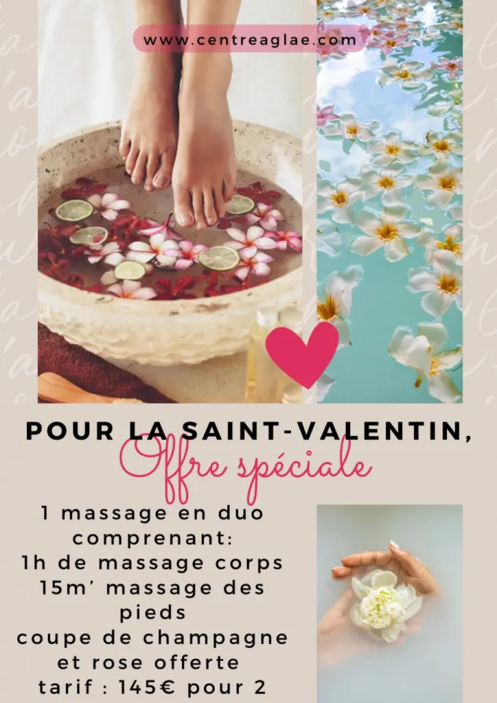 Offre Saint-Valentin au Centre Aglaé de Pertuis : Massage en Duo Rose et Champagne