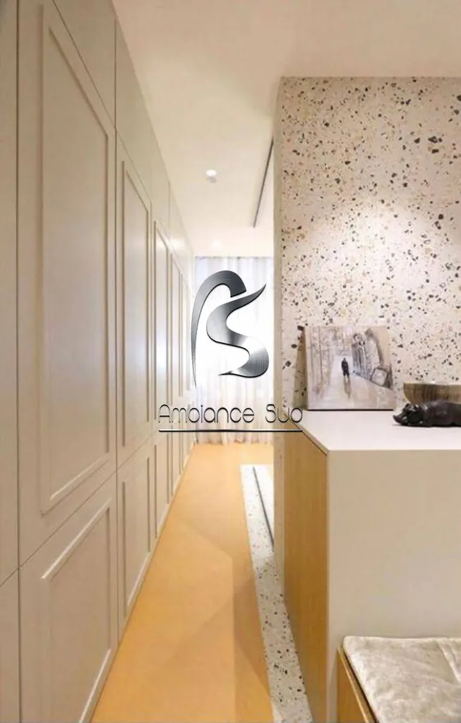 Beton ciré jaune doré pour chambre adulte près de Toulon au Lavandou Var 83