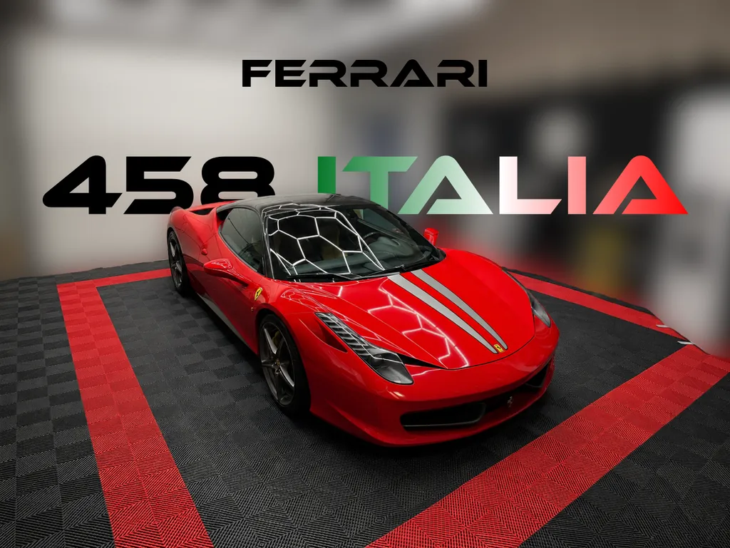 Préparation esthétique intérieure et extérieure complète sur une Ferrari 458 Italia réalisée proche de Marne-la-Vallée en Seine-et-Marne