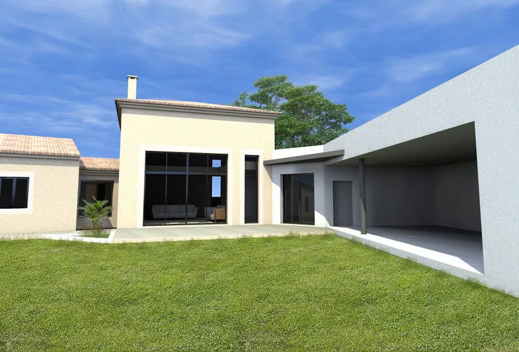 Perspective - Conception de l'extension d'une villa individuelle et d'un poolhouse à La Barben