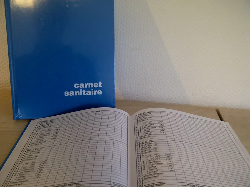 CARNET SANITAIRE AUX NORMES ARS POUR ANALYSE  D'EAU PISCINE PUBLIQUE