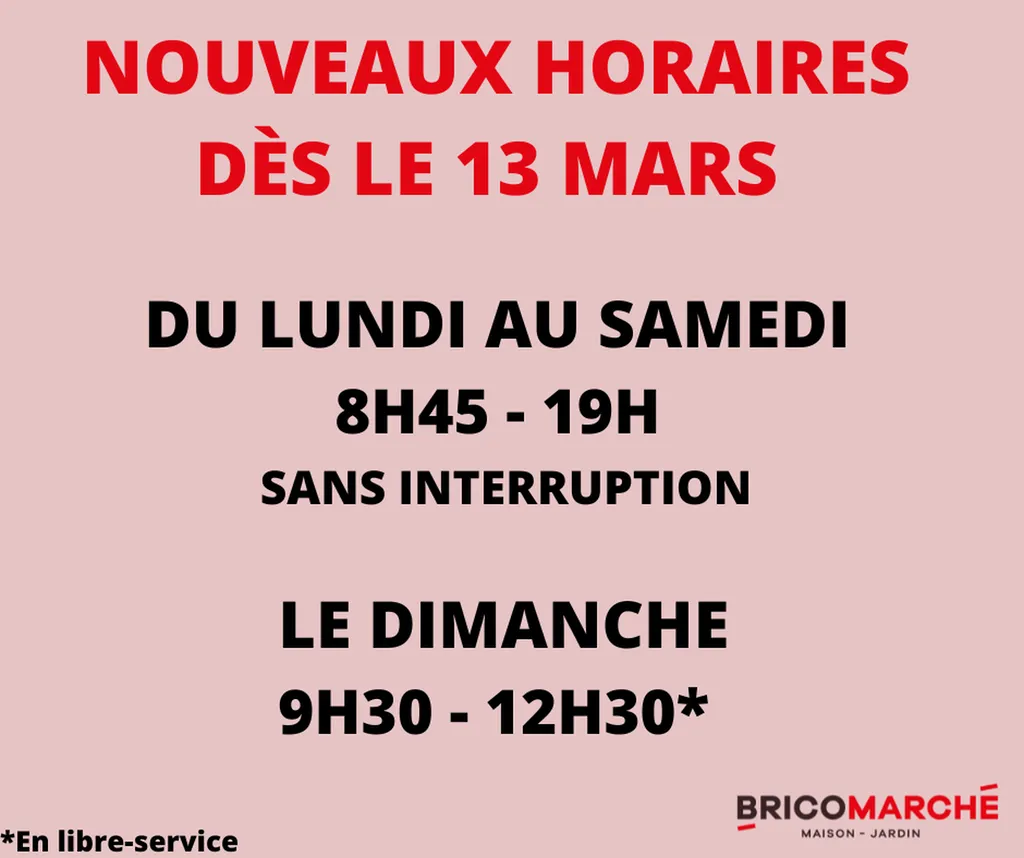 Nouveaux horaires