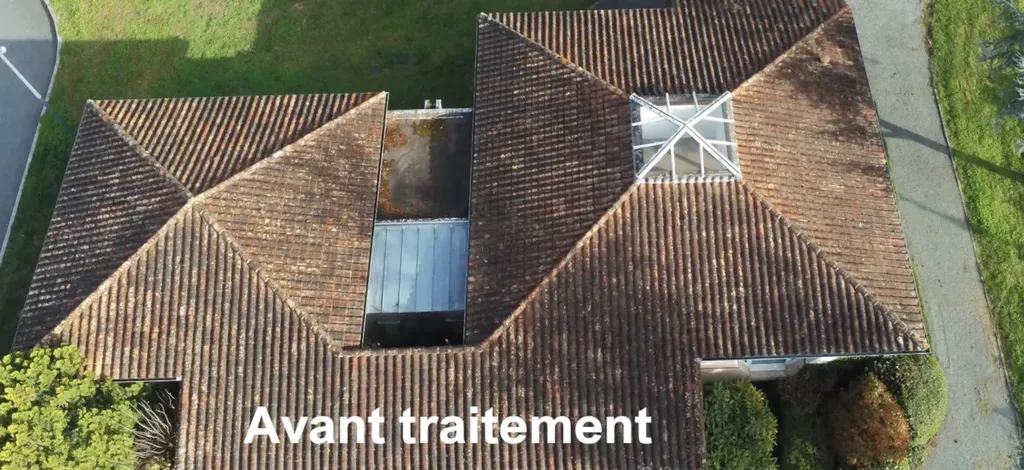 toiture en tuile romane avant traitement par drone