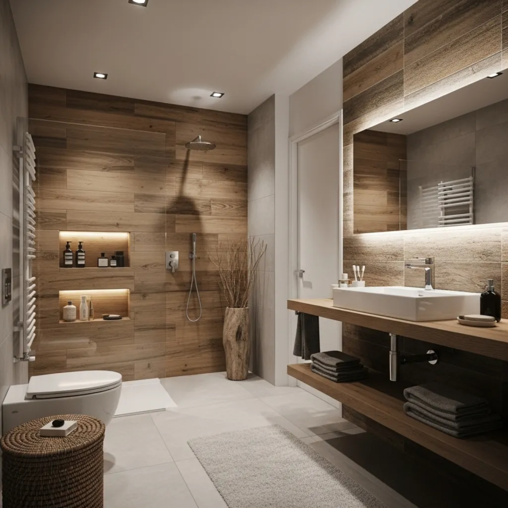 Choisissez carrelage intérieur pas cher imitation bois et pierre naturelle pour salle de bain à Toulouse