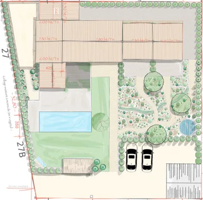 Plan détaillé d’un projet paysager à Saint-Rémy-de-Provence, créé sur mesure pour transformer votre espace extérieur en un havre de paix unique