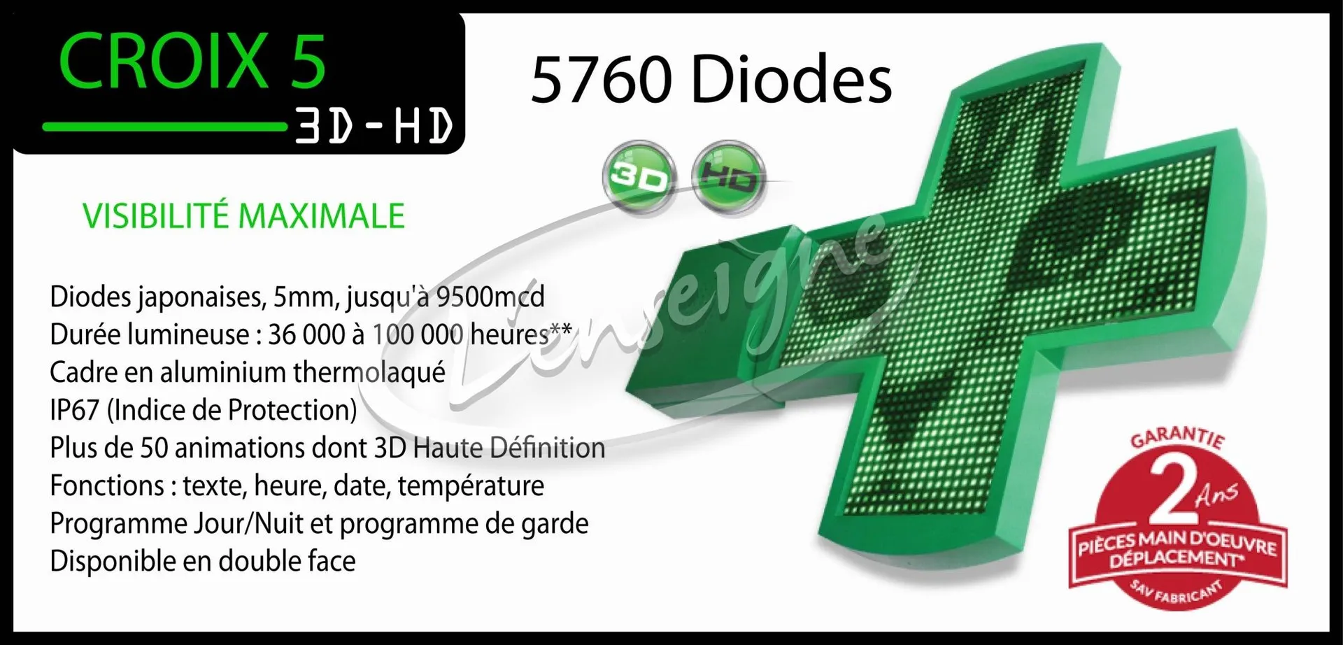 Croix à diodes double faces