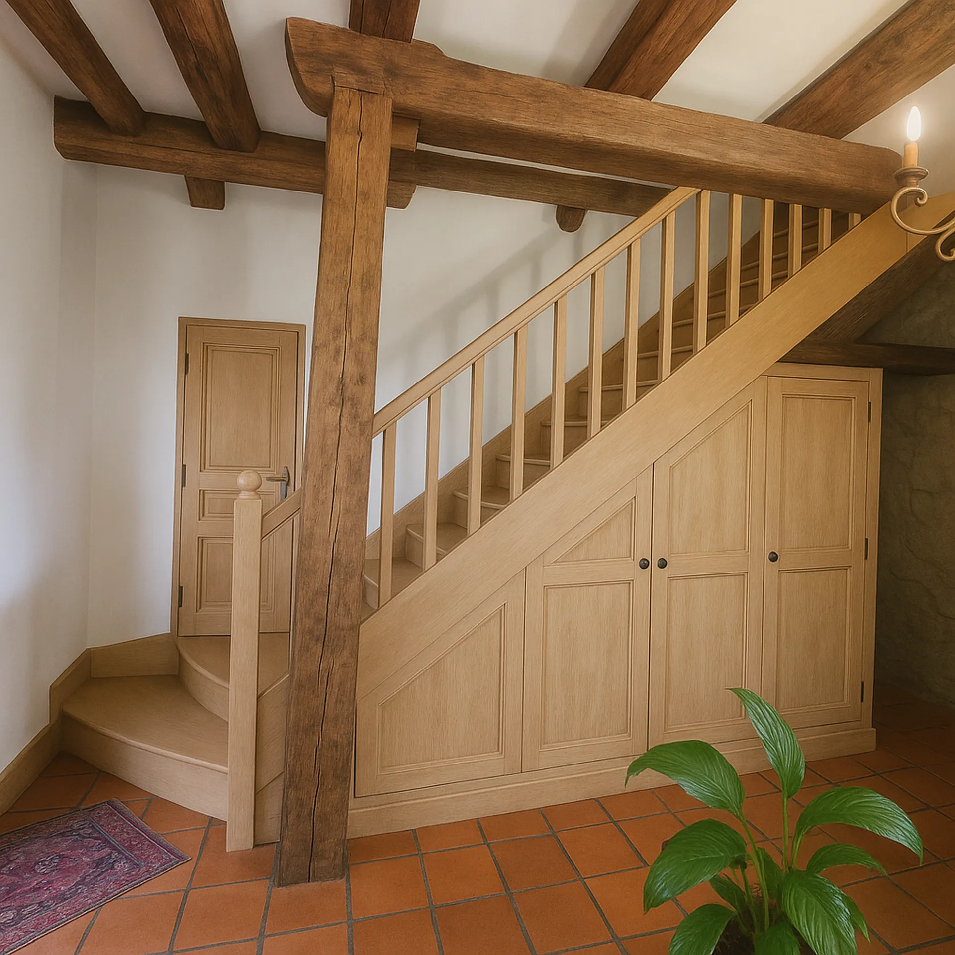 Projection après travaux : rangements sous escalier 