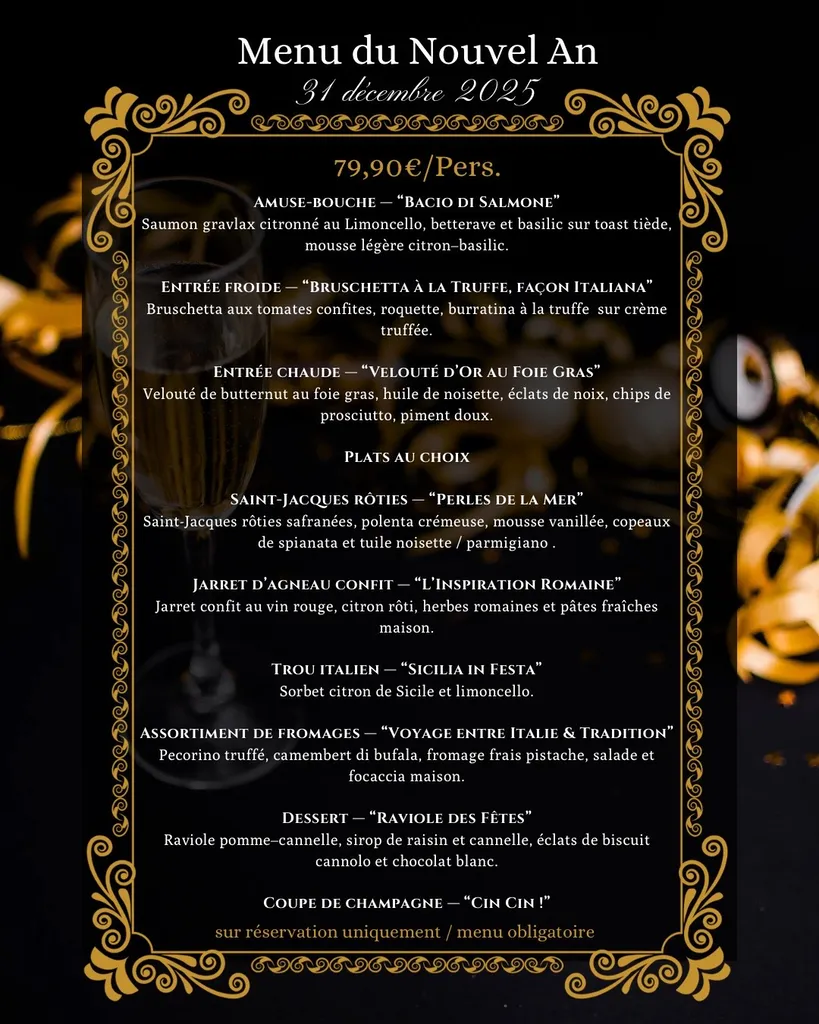 Menu du Nouvel An – 31 décembre 2025