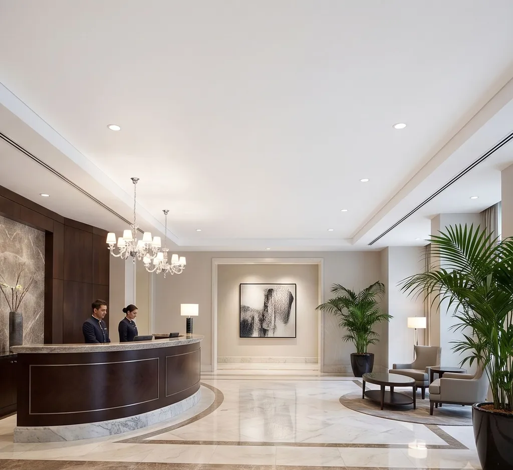 plafond tendu mat hall d'un hotel en haute garonne