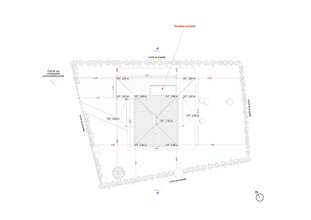 Plan de masse existant - Déclaration préalable pour l'extension d'une villa individuelle à Salon de Provence (13300)