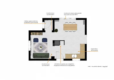 Entreprise d’architecte d'intérieur pour rénovation d'une maison au Roucas-Blanc 13007 Marseille avec cuisine, salle de bain et salon