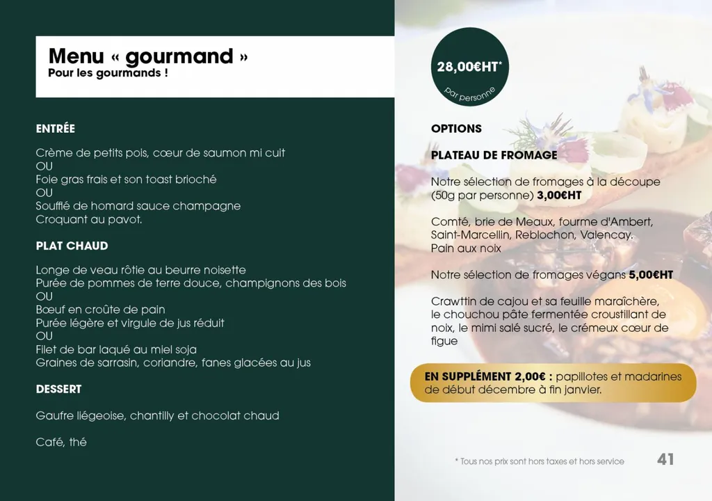 SEMINAIRE - MENU GOURMAND