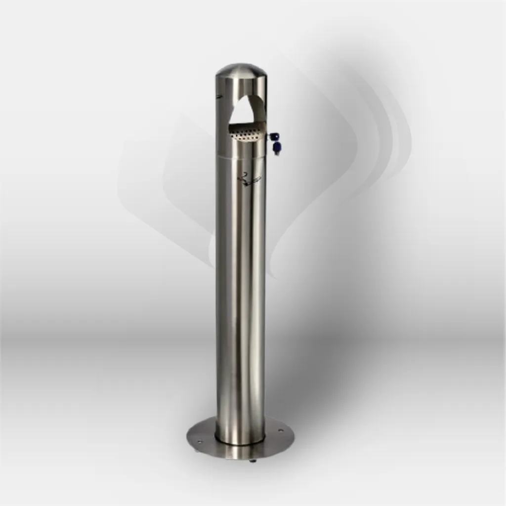 Cendrier extérieur sur pied inox Birkin 4 litres installé devant des bureaux professionnels à Mont-de-Marsan, Landes (40), Nouvelle-Aquitaine, disponible partout en France