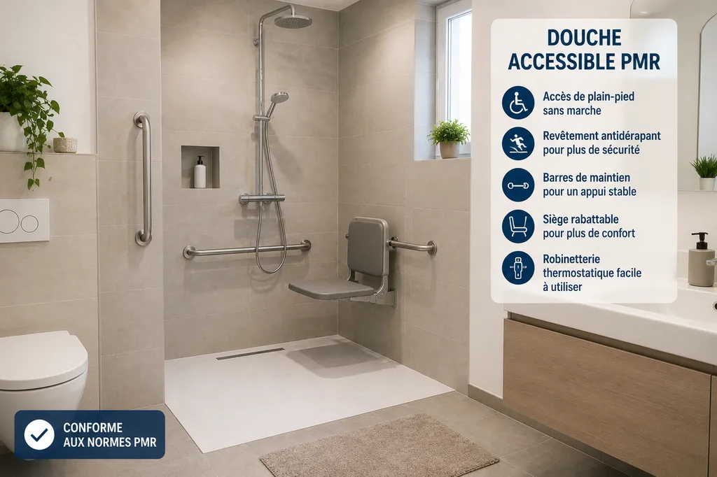 Douche accessible PMR à Jouques et Aix-en-Provence
