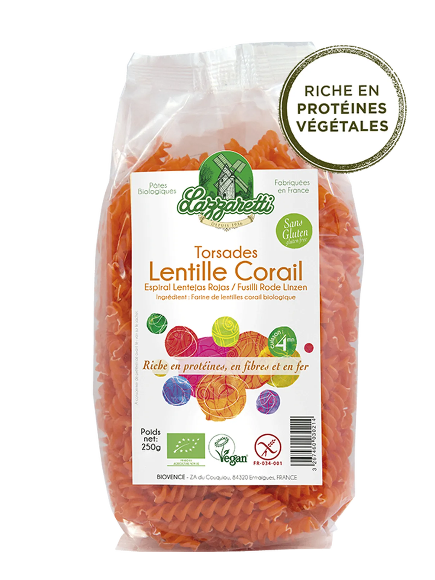 pates lazzaretti torsades lentille corail