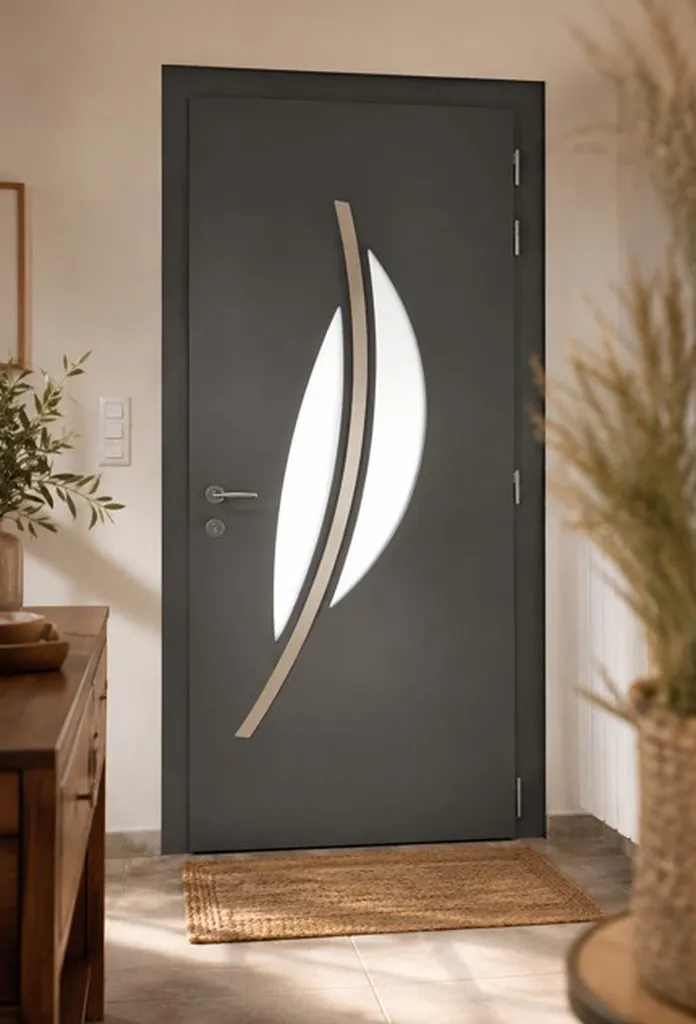 Pose de porte mono bloc à Nice : Vue Intérieure Gris Basalte RAL 7012 Mat