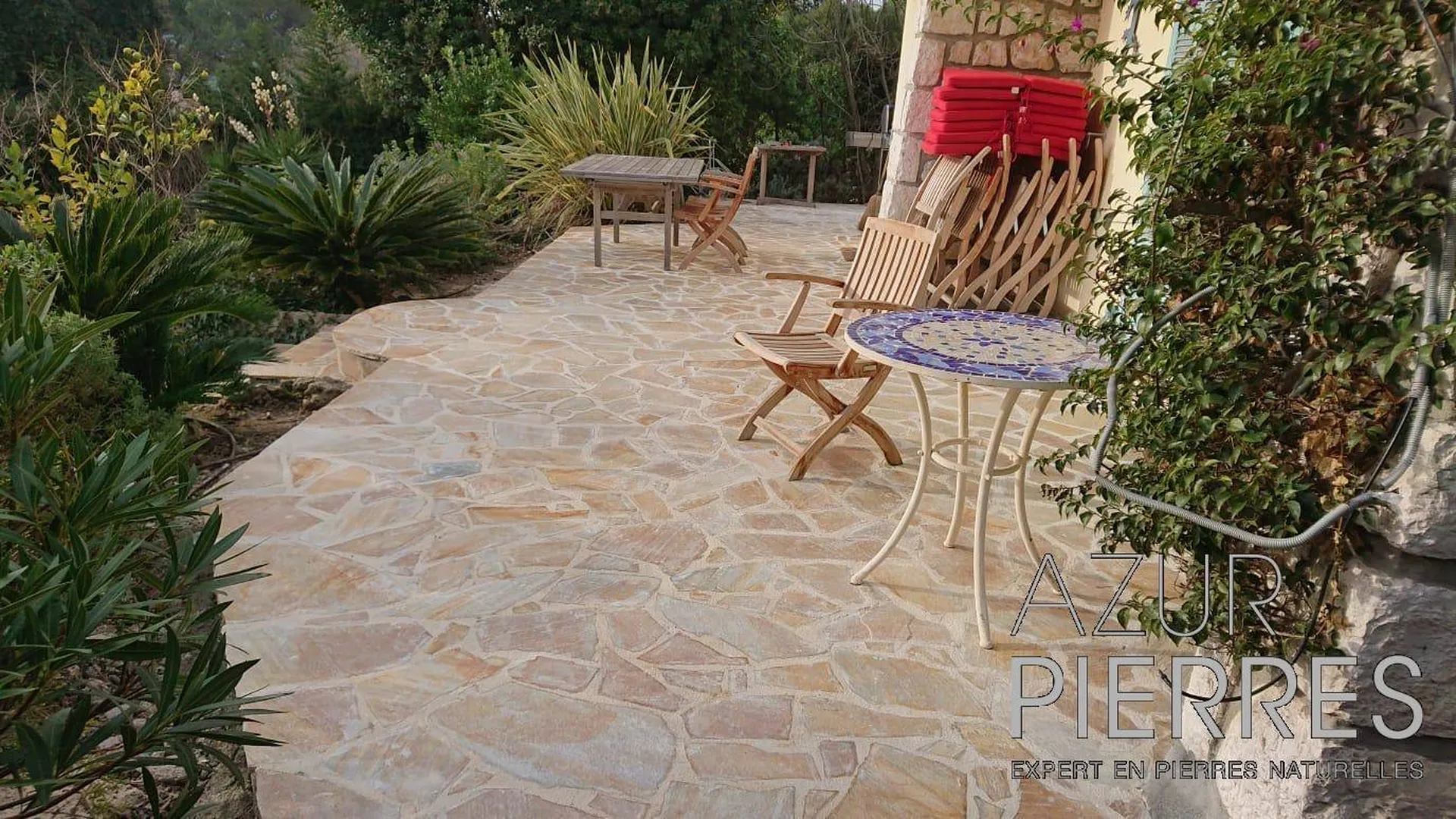 terasse en pierre quartz 