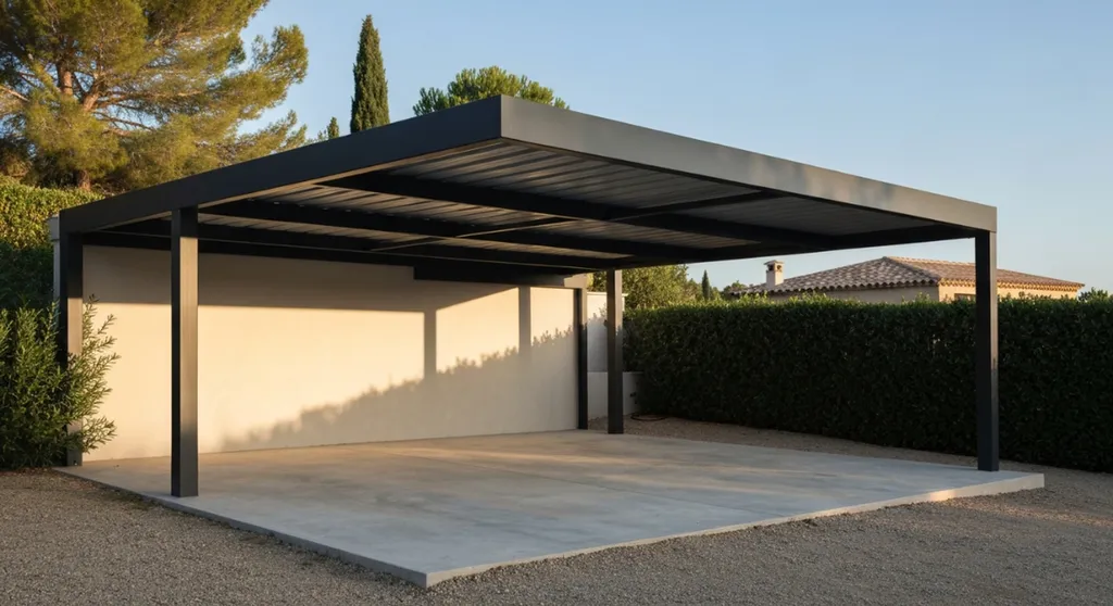 Conception de carports adossés et carports autoportés design sur mesure pour villa à Ramatuelle proche de Saint-Tropez (83)