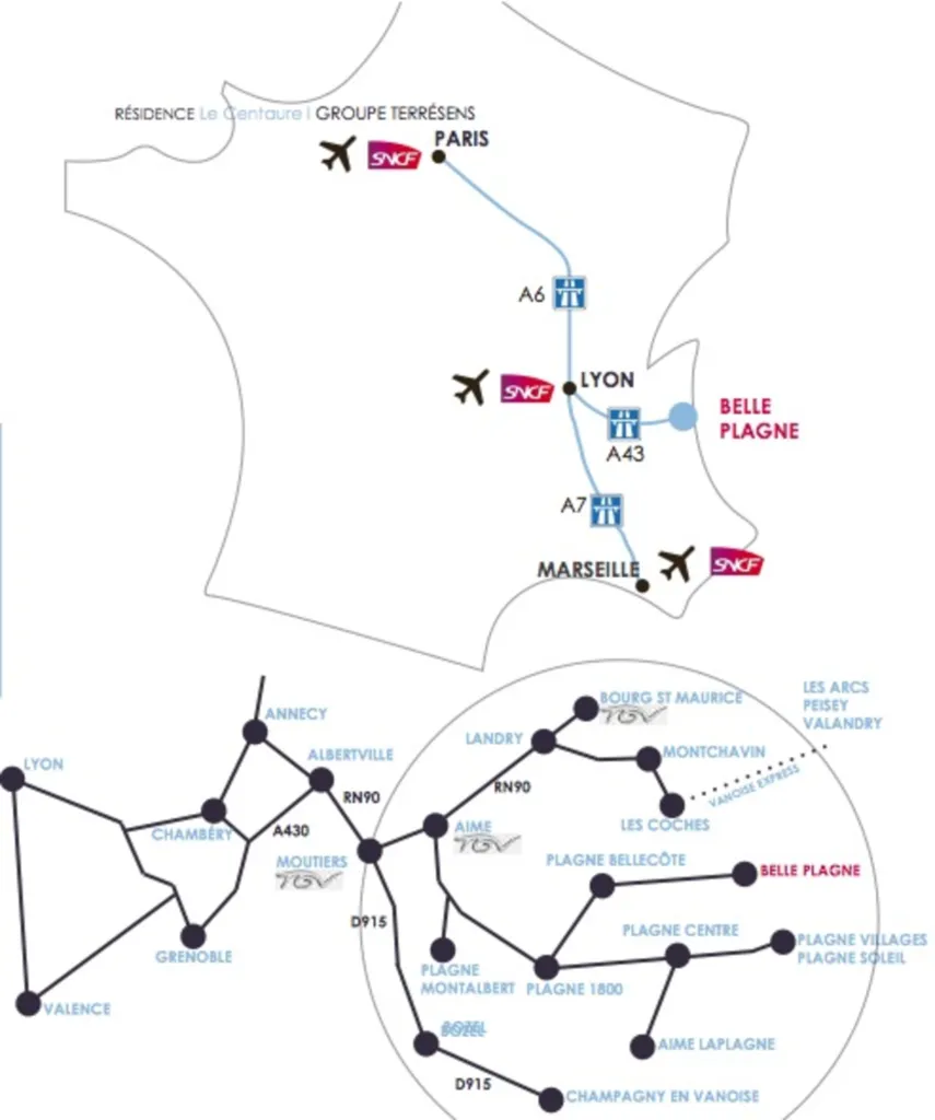 Emplacement de la station la Plagne 