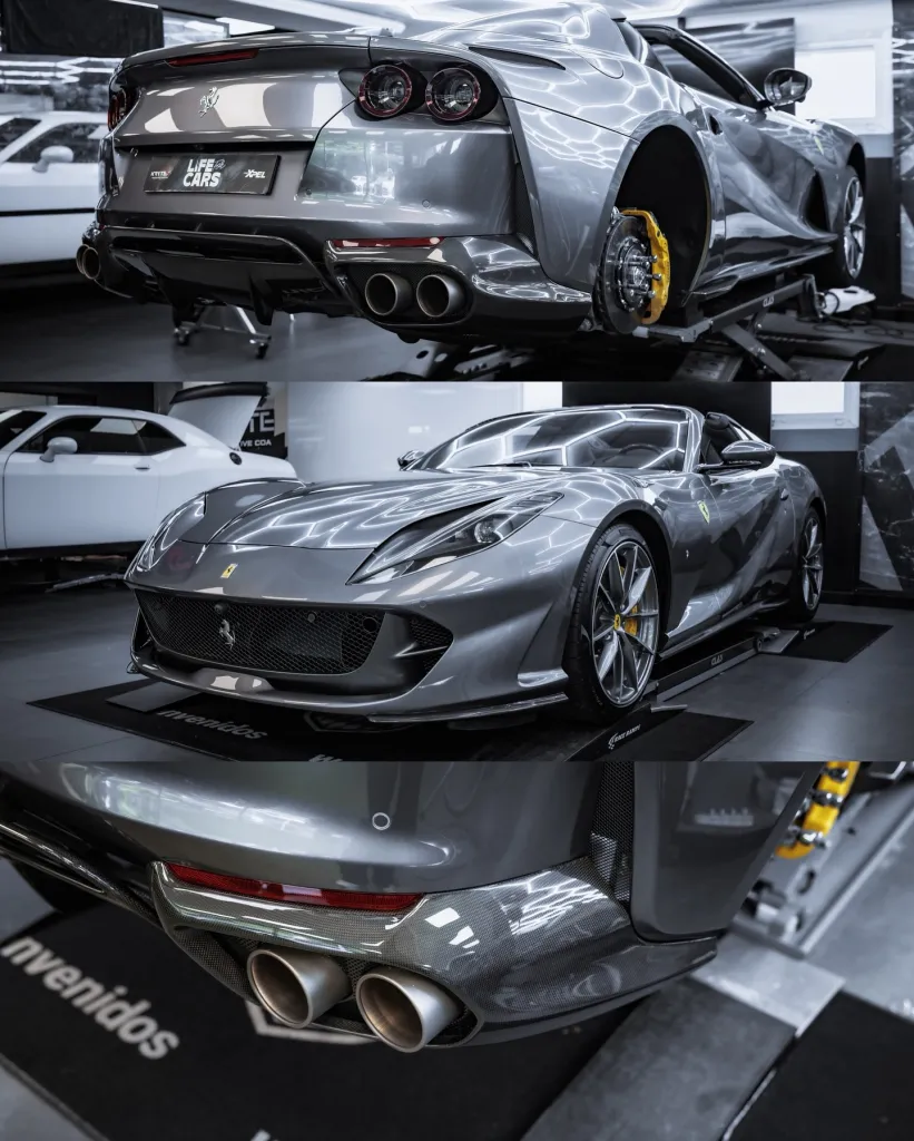 PPF XPEL et détails carbonne sur Ferrari 812 GTS près d'Andorre