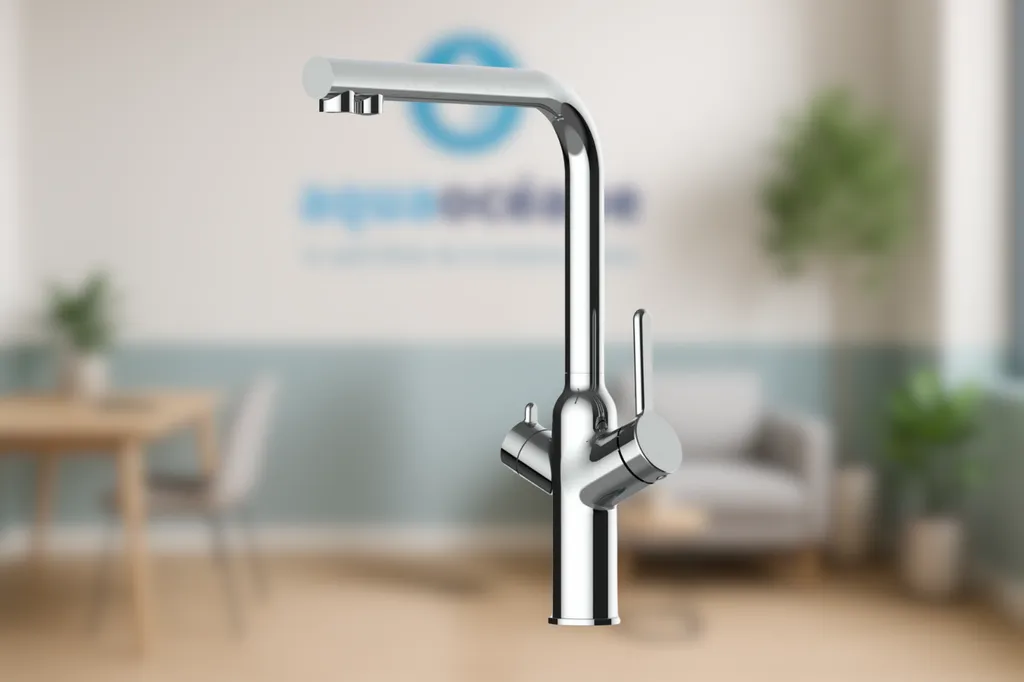 Robinet filtrant BULLE chromé 4 voies pour eau filtrée plate, fraîche et pétillante