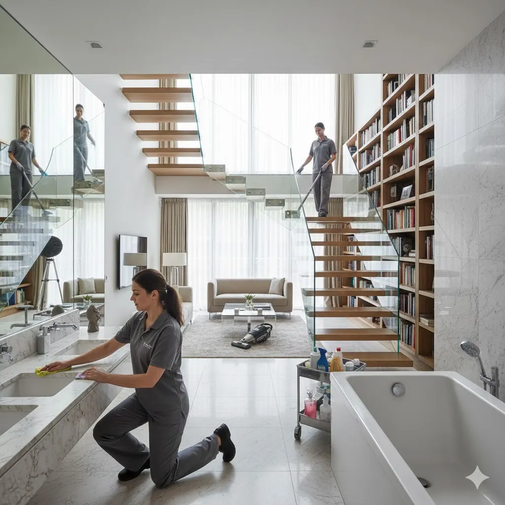 personne nettoyant un duplex à Bordeaux