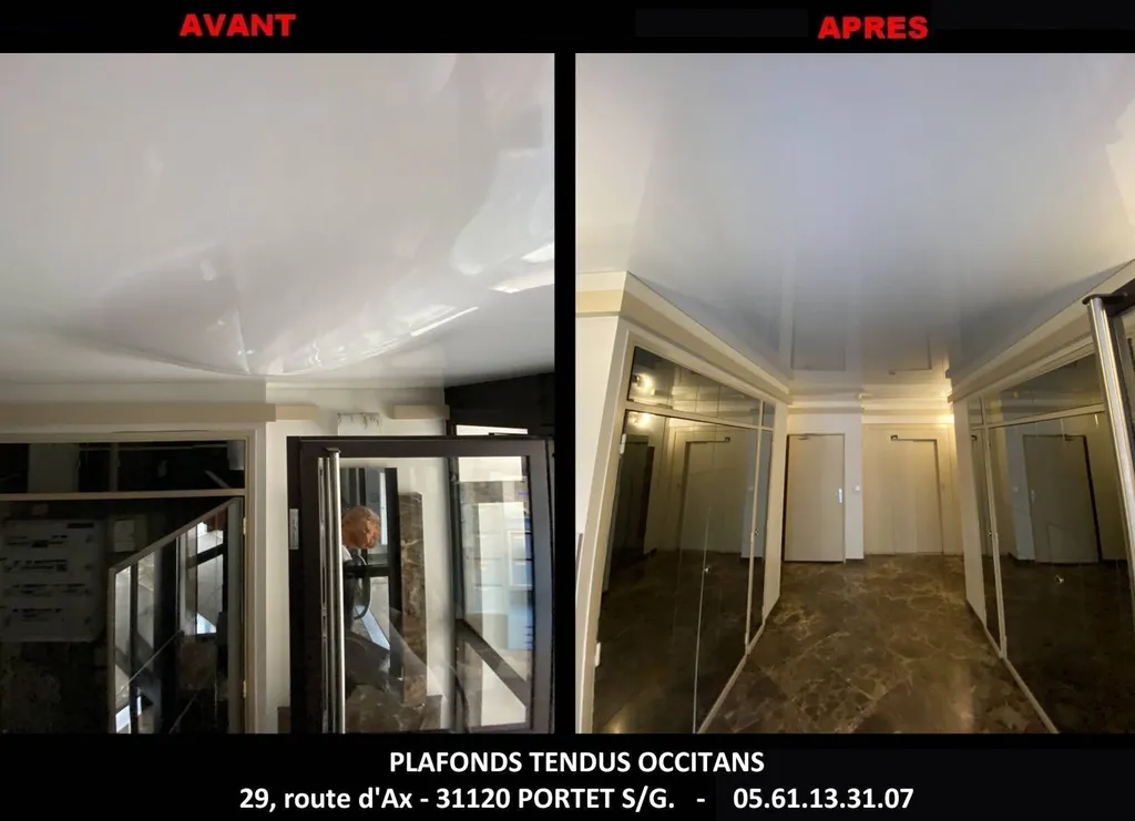 AVANT / APRES - Plafonds Tendus Occitans Toulouse - Chantier Frouzins
