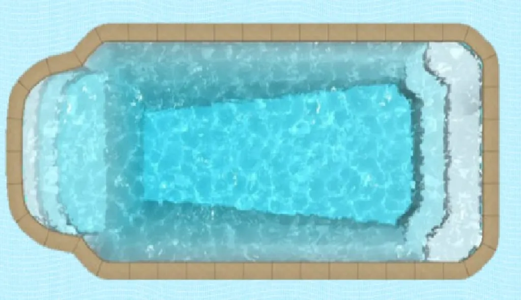 piscine coque polyester fond plat de dimension 8 x 5 profondeur 1.59 ( 8400 espace) à Houlgate 14510