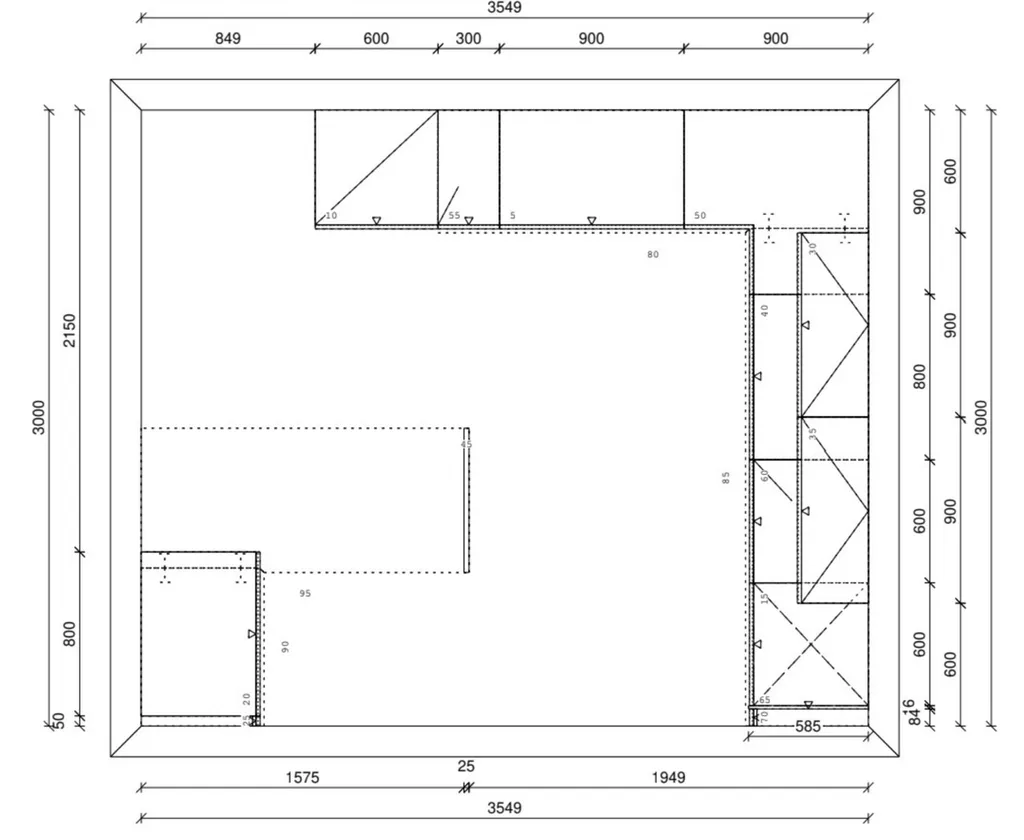 Plan de la cuisine vue du dessus