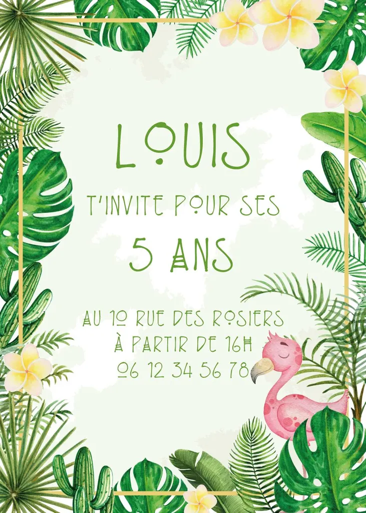 carton invitation anniversaire tropical personnalisable draguignan