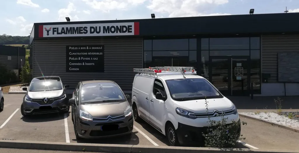 Eclairage exterieur d'un magasin de poeles à bois à Anse 