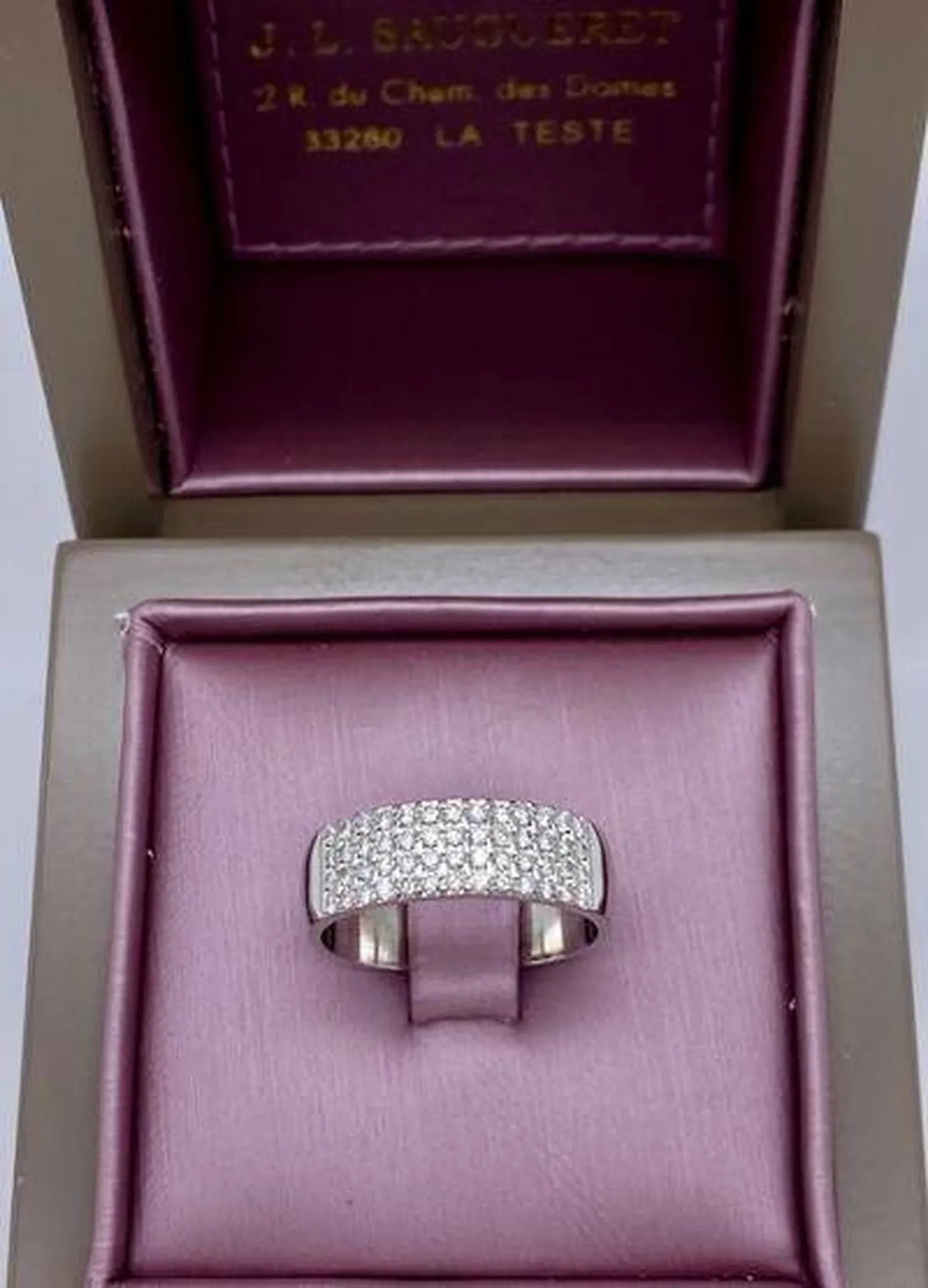 Bague large pavage diamants or blanc 750/1000ème occasion Or Ligne Mios Bassin d'Arcachon