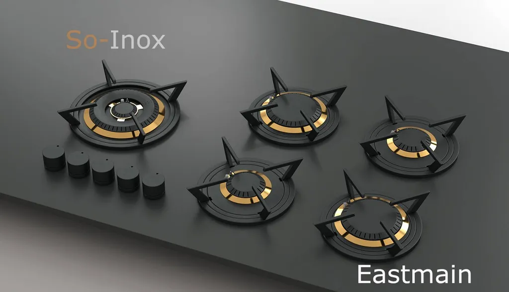 Brûleurs individuels  EASTMAIN 5 feux dont 1 brûleur wok (1,9 kW, 1,9 kW, 1,9 kW, 3,5 kW et 5,0 kW)