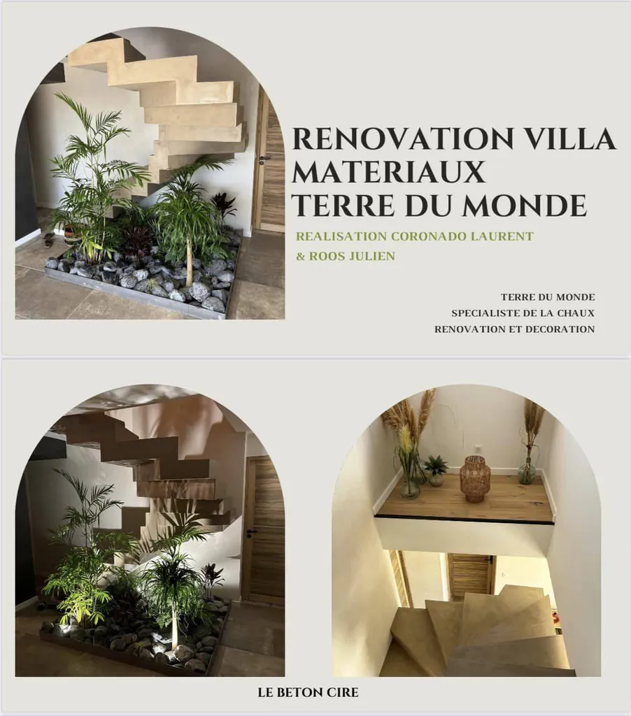 mur et escalier en béton cire couleur sur mesure dans le VAR