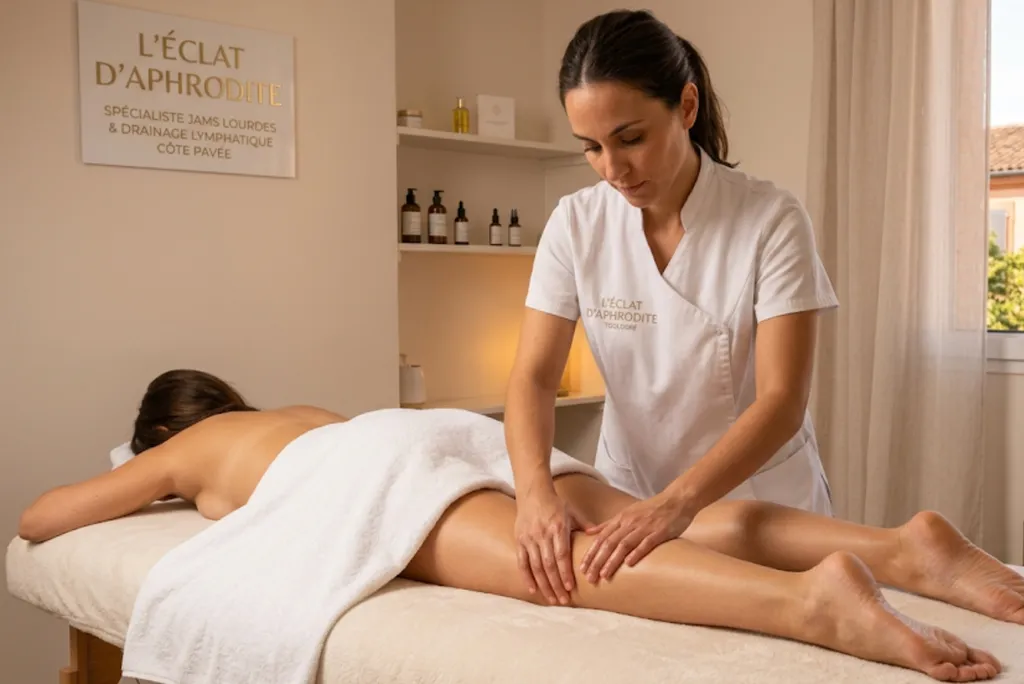 Soin jambes lourdes et massage drainant à Toulouse Côte Pavée au centre l'éclat d'aphrodite