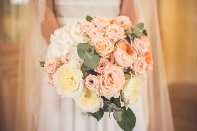 Pink and white bridal bouquet