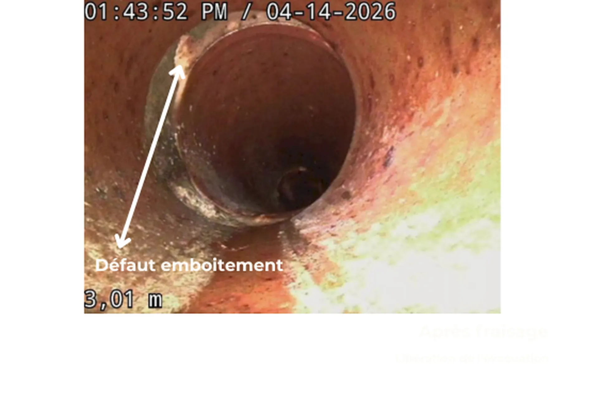 visualisation des défauts d'emboitements de la canalisation 