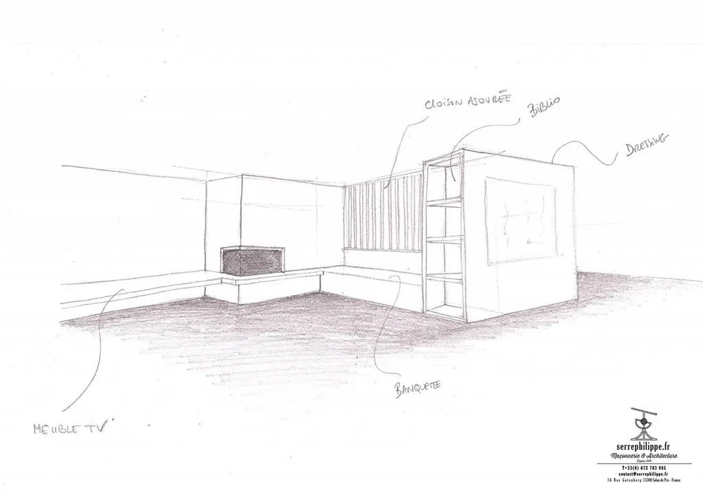 Aménagement intérieur d'une maison individuelle à Mollégès - Croquis 