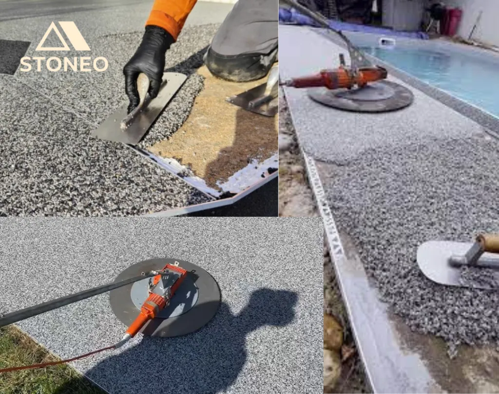 Pose de moquette de pierre à base de granulats de marbre résinés pour des sols extérieurs beaux, durables et faciles à entretenir. Nos solutions à Tain l'Hermitage, Mercurol, Saint-Vallier et dans tout le 26, 07 ou 38