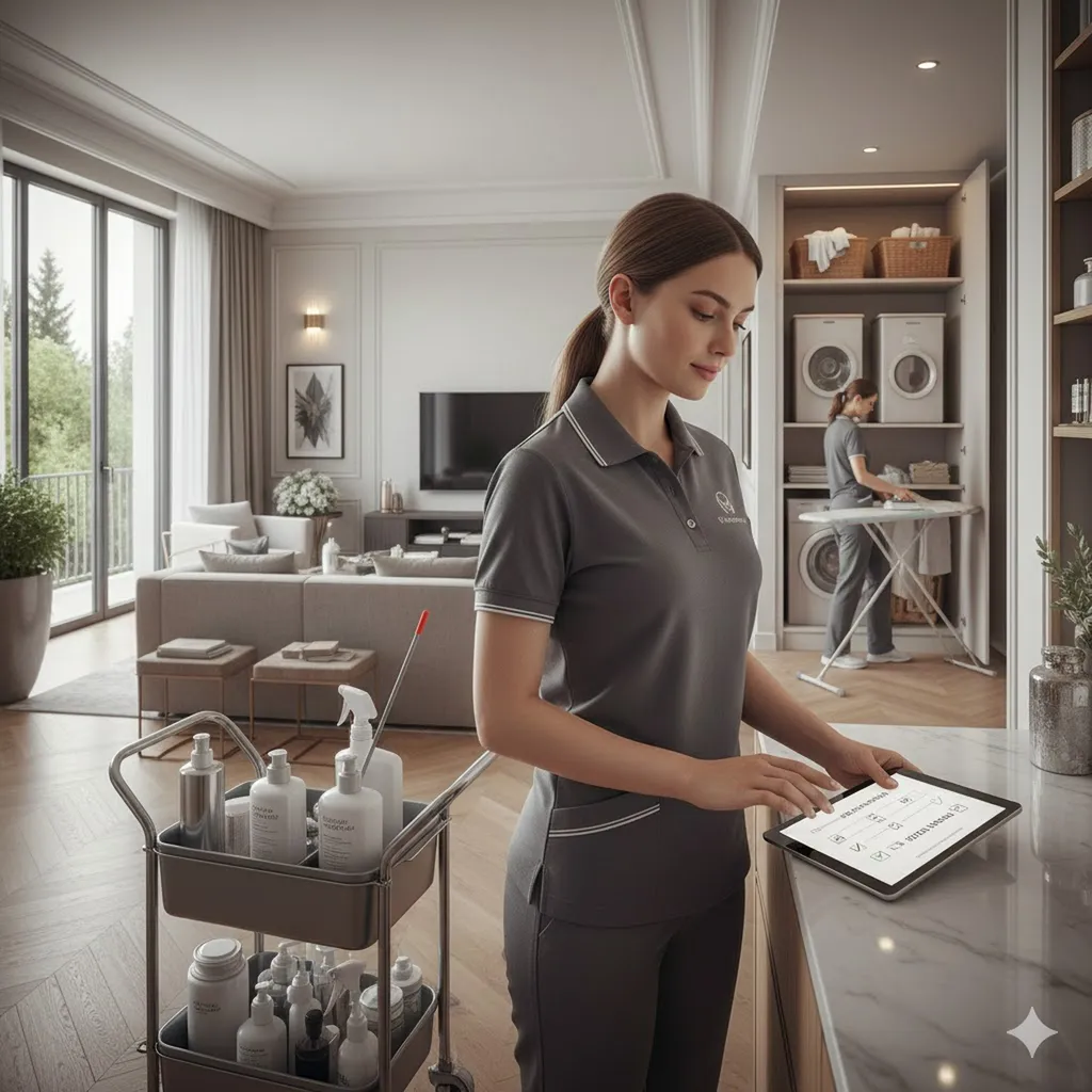 femme entretien un appartement prestige à Mérignac