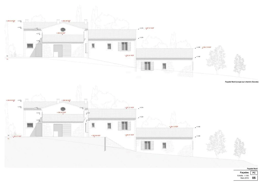 Façades Nord maison individuelle à Saint-Estève