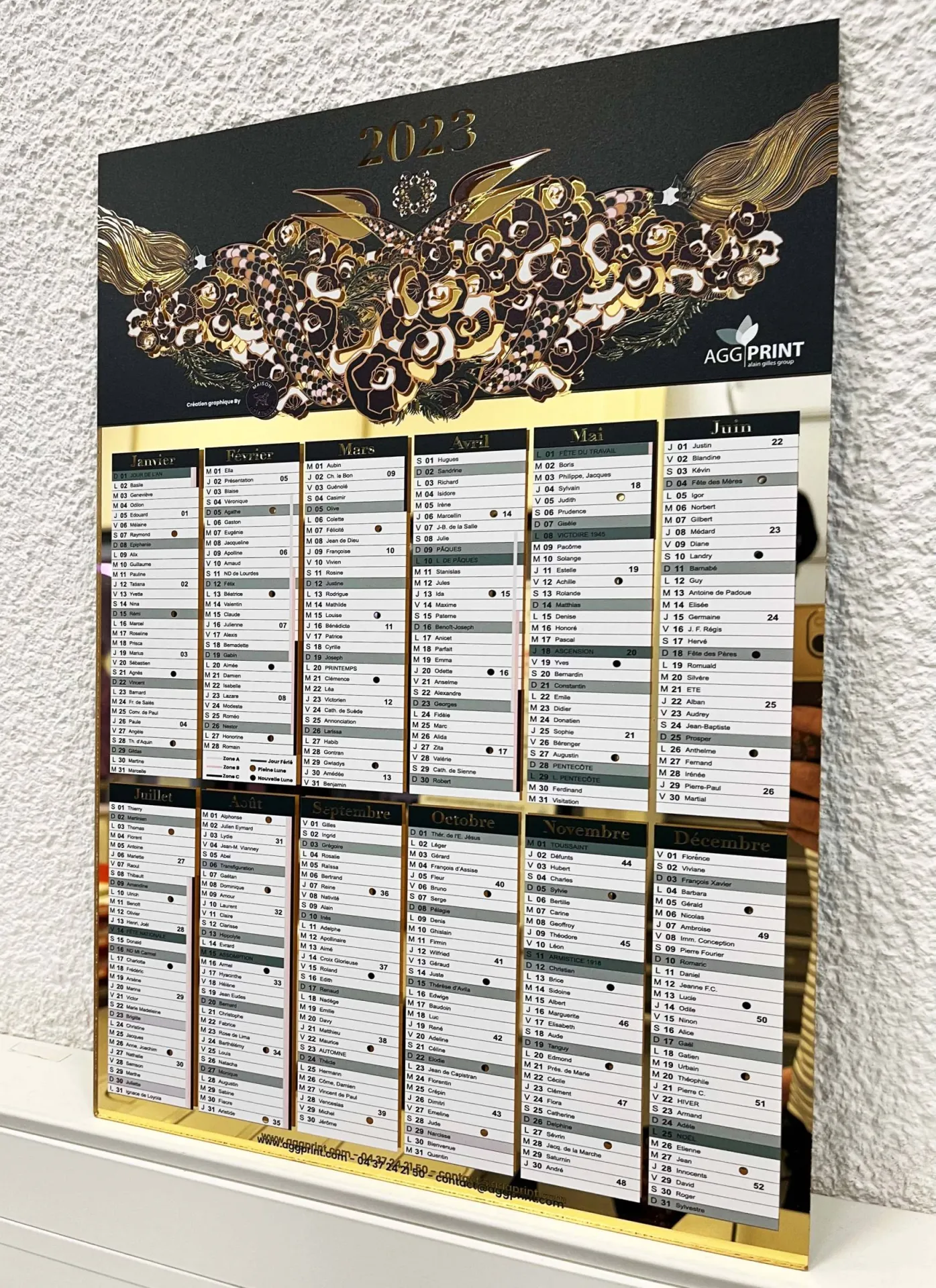 Calendrier AGG PRINT x MAISON CREATURE 2023 plexi miroir doré