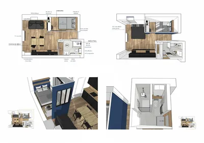 Transformation d'un Appartement T1 Classique par un Architecte d'Intérieur Expert à Marseille : Création d'une Chambre en Second Jour avec Verrière, Parquet Bois, et Nuances de Blanc et Bleu