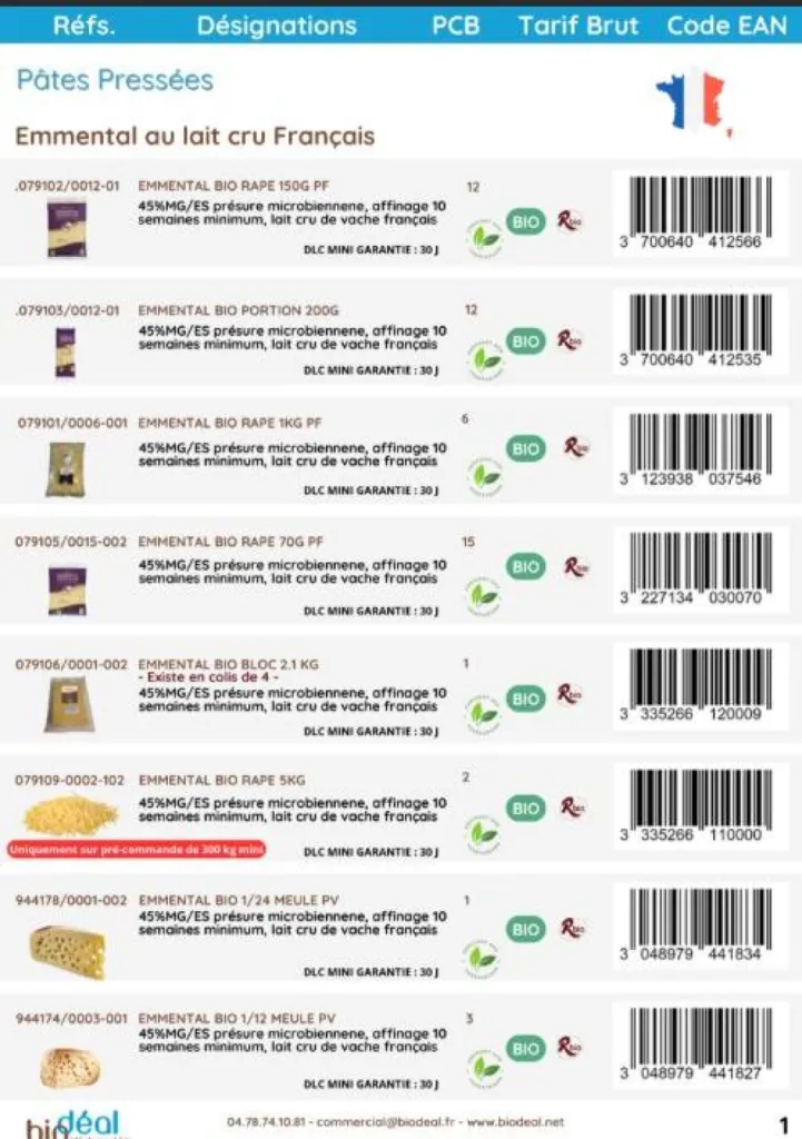 Fromages bio pâtes pressées 