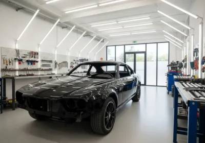 Débosselage sans peinture et redressage de châssis sur berline haut de gamme près d’Antibes, carrosserie Liberali