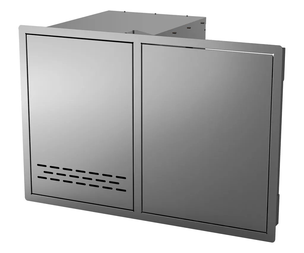 Tiroir pour bouteuille de gaz ou poubelle et un porte simple en acier inoxydable