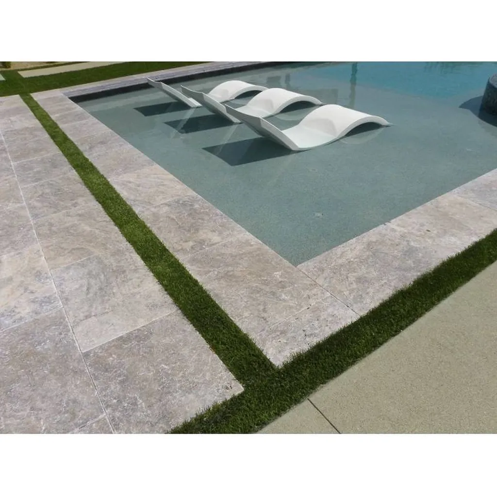 MARGELLE PISCINE TRAVERTIN SILVER 1er CHOIX 