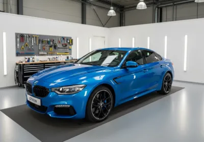 Rénovation peinture nacrée et polissage professionnel sur citadine urbaine à Antibes, finition garantie Liberali